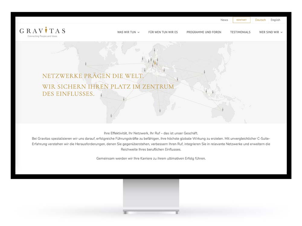 Logo, Corporate Design, Webdesign und WordPress Website für Gravitas