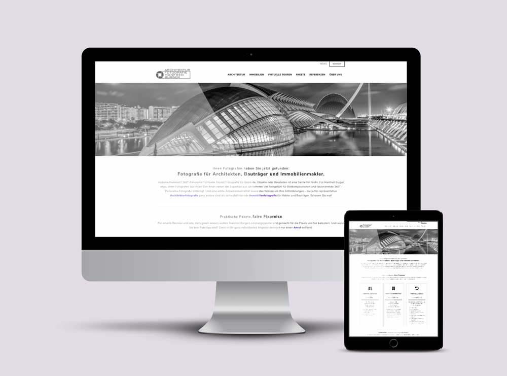 responsive Webdesign und Erstellung der Website mit WordPress für Architekturfotografie Burger in Wien