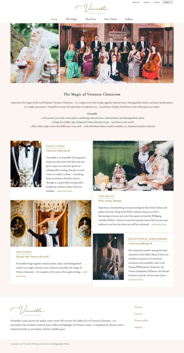 viennoble-webdesign Webdesign und WordPress Website für Eventagentur