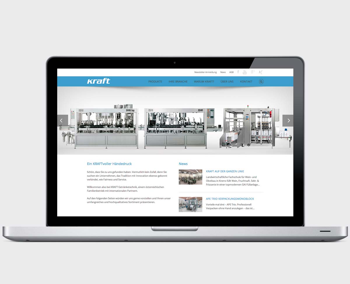Branding und Website für Kraft Produktionslinien