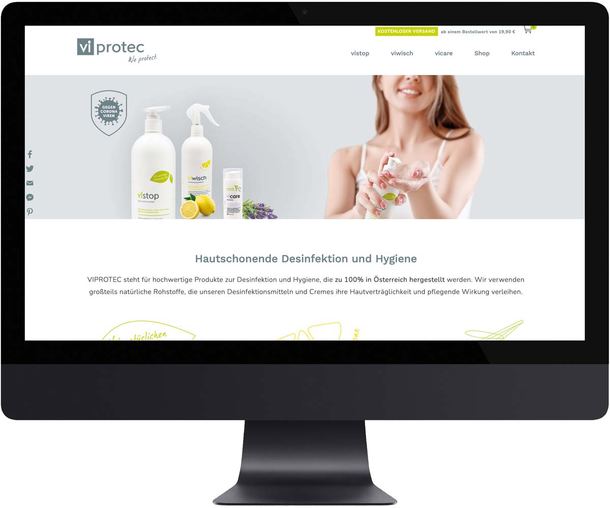 Webdesign für Viprotec Desinfektionsmittel