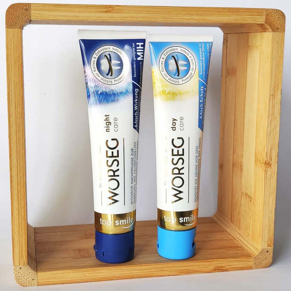 Verpackungsdesign für die Produkte der Marke Worseg top smile