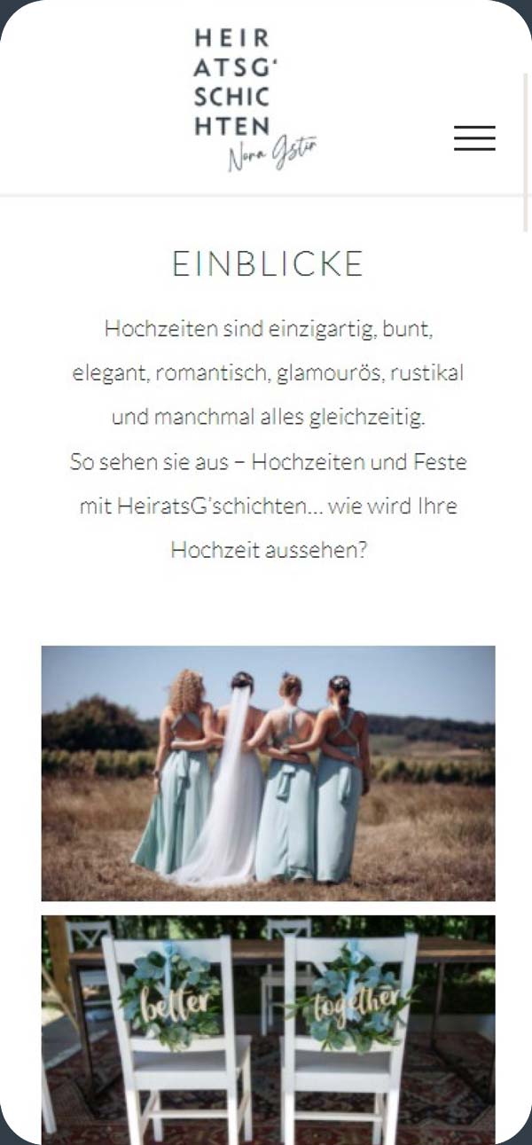 Responsive Webdesign und Umsetzung der Webseite mit WordPress für HeiratsG'schichten, Veranstaltungsplaner in Wien