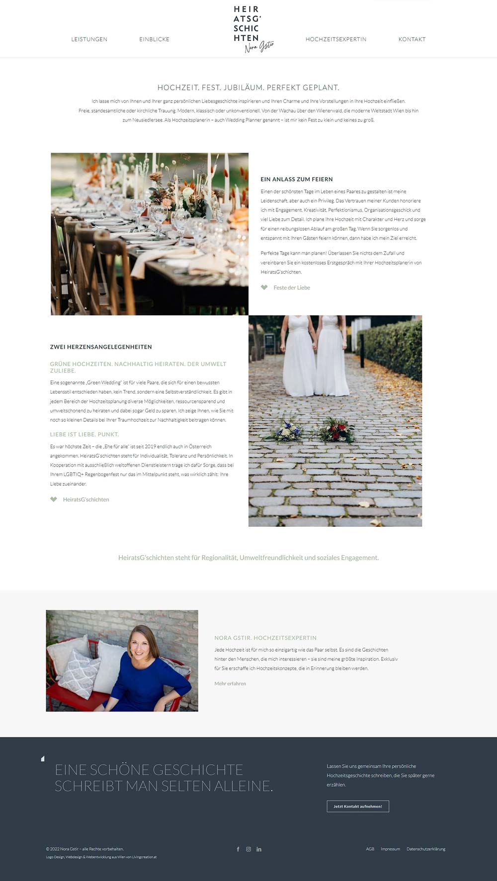 Responsive Webdesign und Umsetzung der Webseite mit WordPress für HeiratsG'schichten, Veranstaltungsplaner in Wien