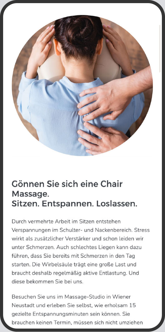 Responsive Website für Chair Massage Responsive Website für Chair Massage Wr. Neustadt
