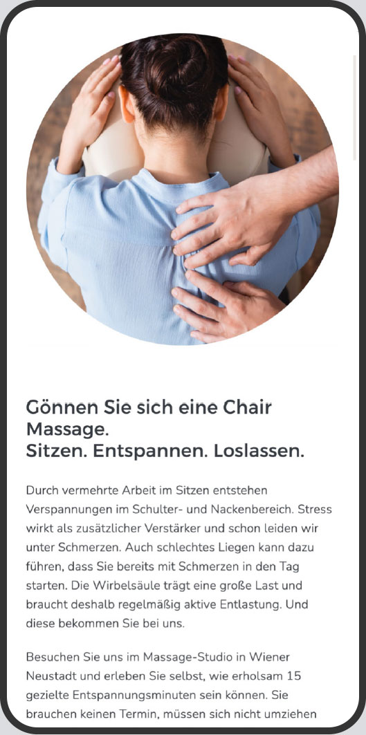 Brand Design und Website für Chair Massage Wr. Neustadt