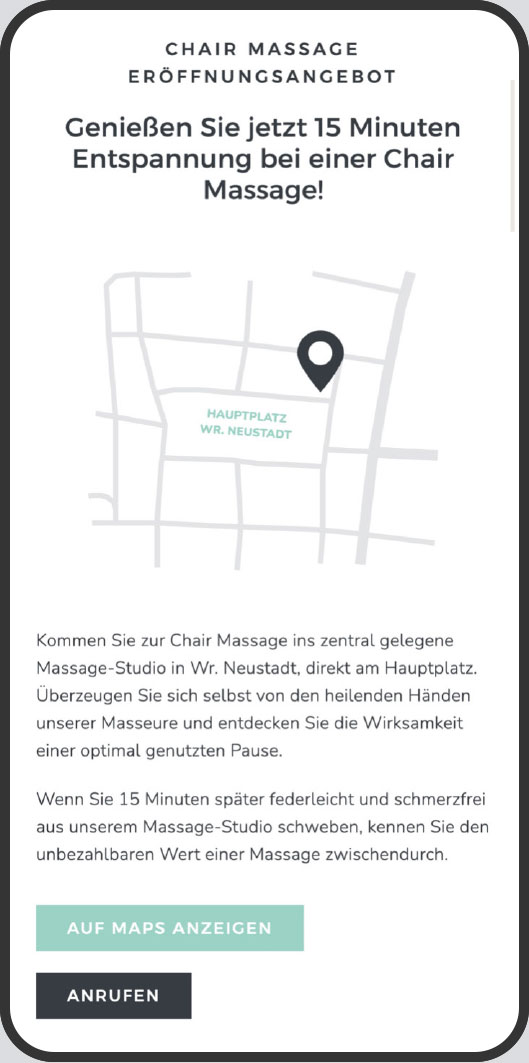 Responsive Website für Chair Massage Responsive Website für Chair Massage Wr. Neustadt