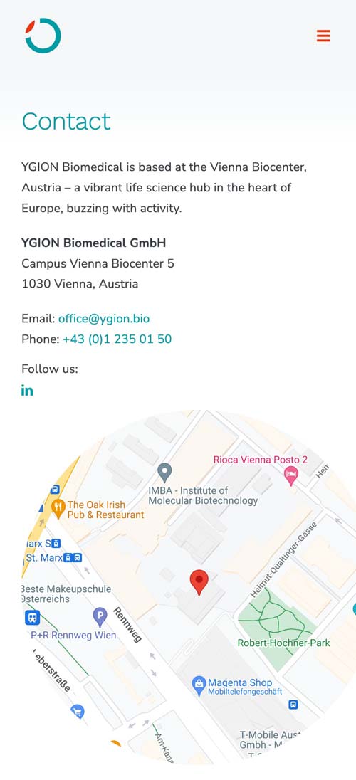 Responsive Webdesign für YGION Biomedical