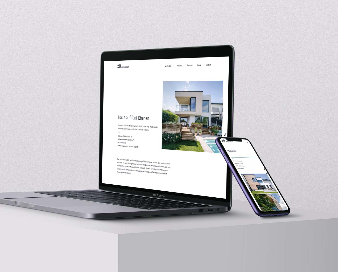 Branding, Webdesign und Entwicklung der Website von plusminusnull Architektur