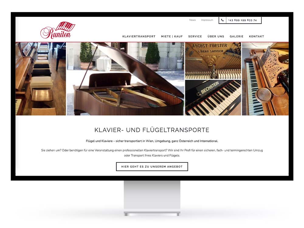 Website für Runiton Klaviertransporte