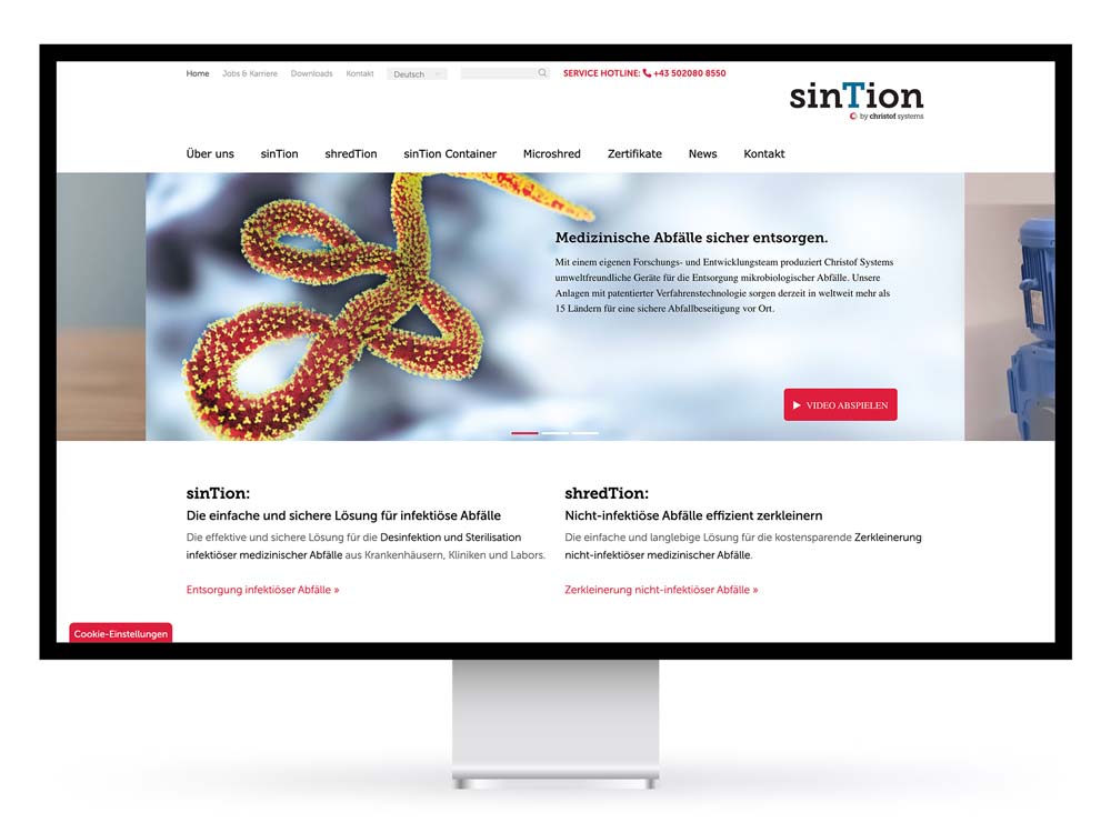 Branding und Website für SinTion - eine Marke der Christof Industries