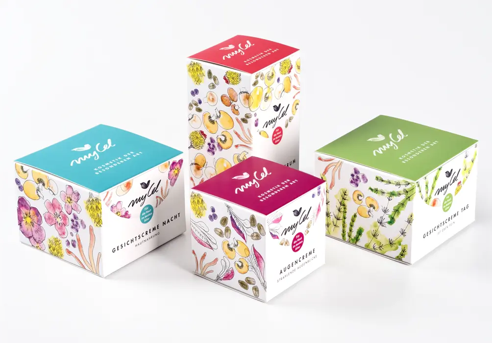 Verpackungsdesign für myCel Kosmetik Verpackungsdesign für myCel Kosmetik